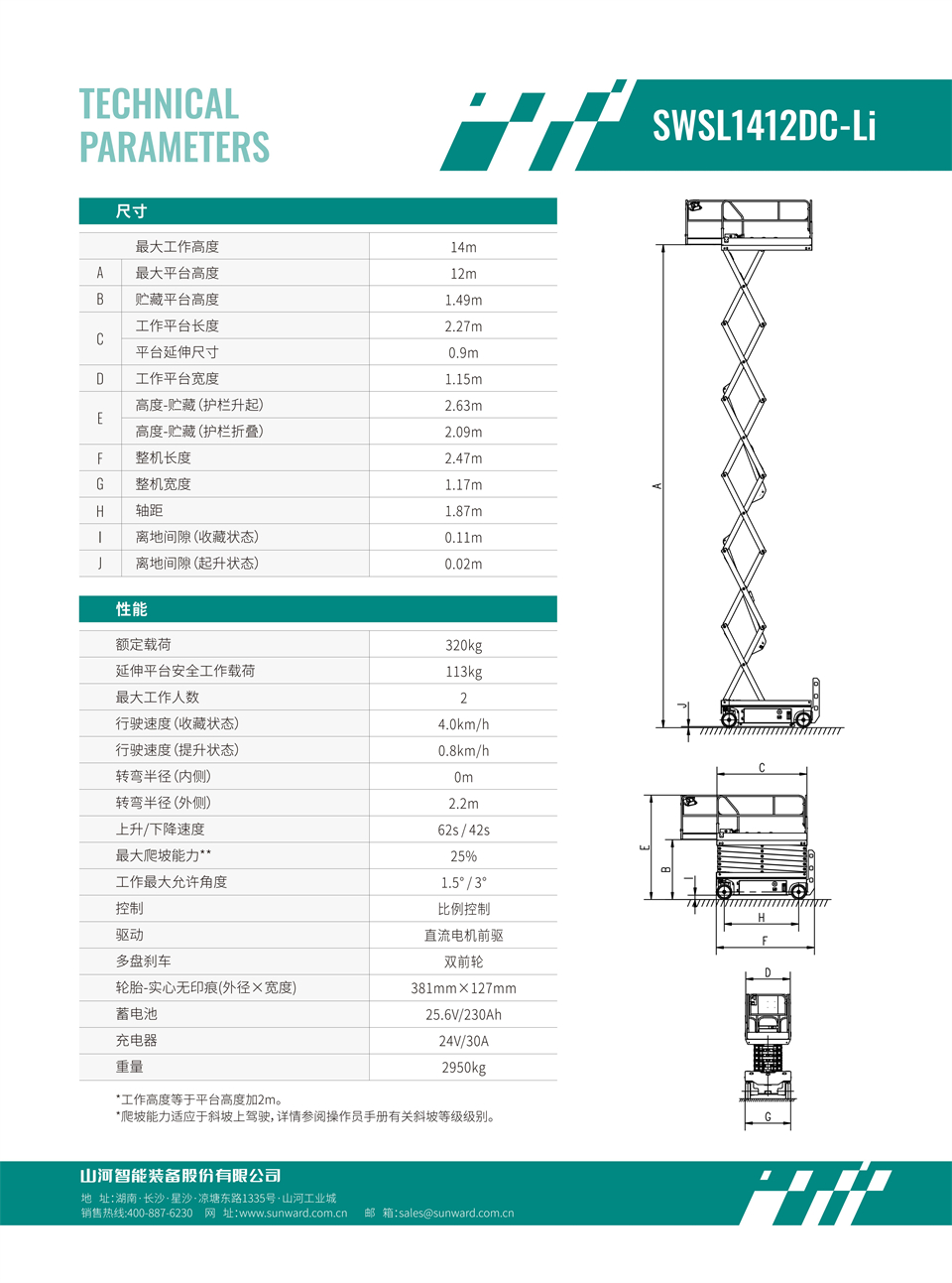 SWSL1412DC Li 電動電驅剪叉式高空作業(yè)平臺